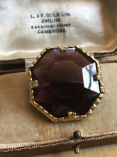 Vintage Statement Purple Glass Geometric Brooch