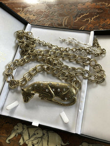 Vintage 1980s / 90s Kenneth J Lane K.J.L Panther Leopard Statement Chain Belt
