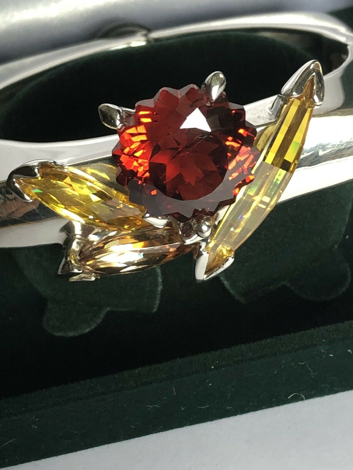 Vintage Silver 925 Statement Swarovski Crystal Bracelet