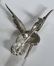 Vintage Silver Gold Tone Diamanté Hummingbird Brooch
