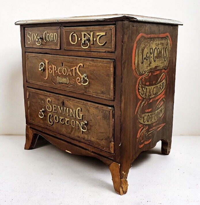 Victorian Table J&P Coats Sewing Cotton Drawers.