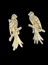 Vintage Silver Tone Marcasite Parrot Clip On Earrings