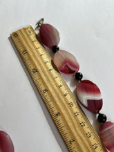 Vintage Pink Agate Stone Necklace Bracelet Set Statement Pieces