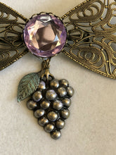 Vintage Large Bow Grapes Etruscan Brooch