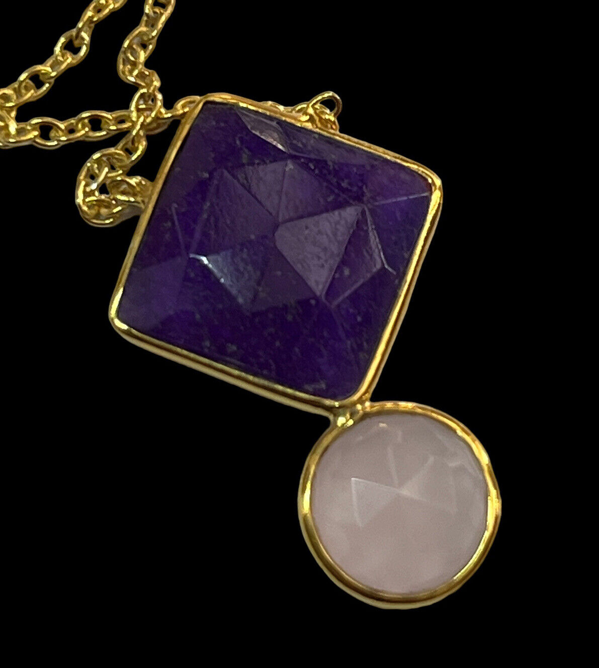 18k Gold Vermeil Amethyst Rose Quartz Necklace