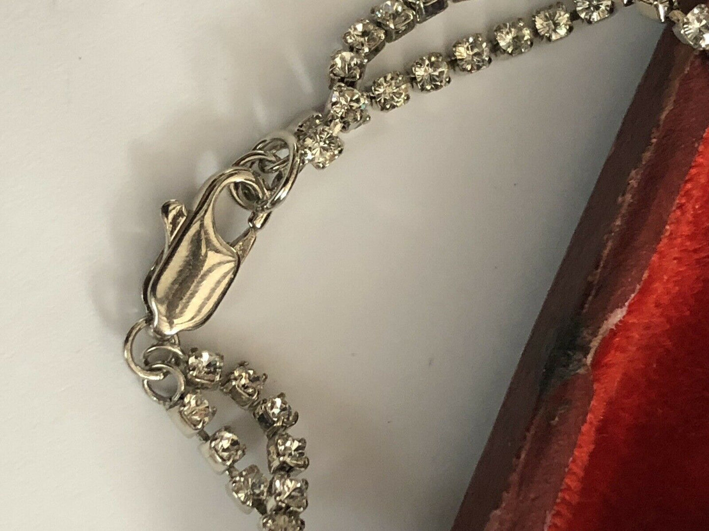 Vintage Rhodium Plated Diamanté Teardrop Bracelet