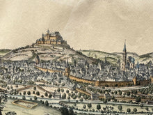 Antique Coloured Engraving By Conrad Buno Delineaut Of German Towns