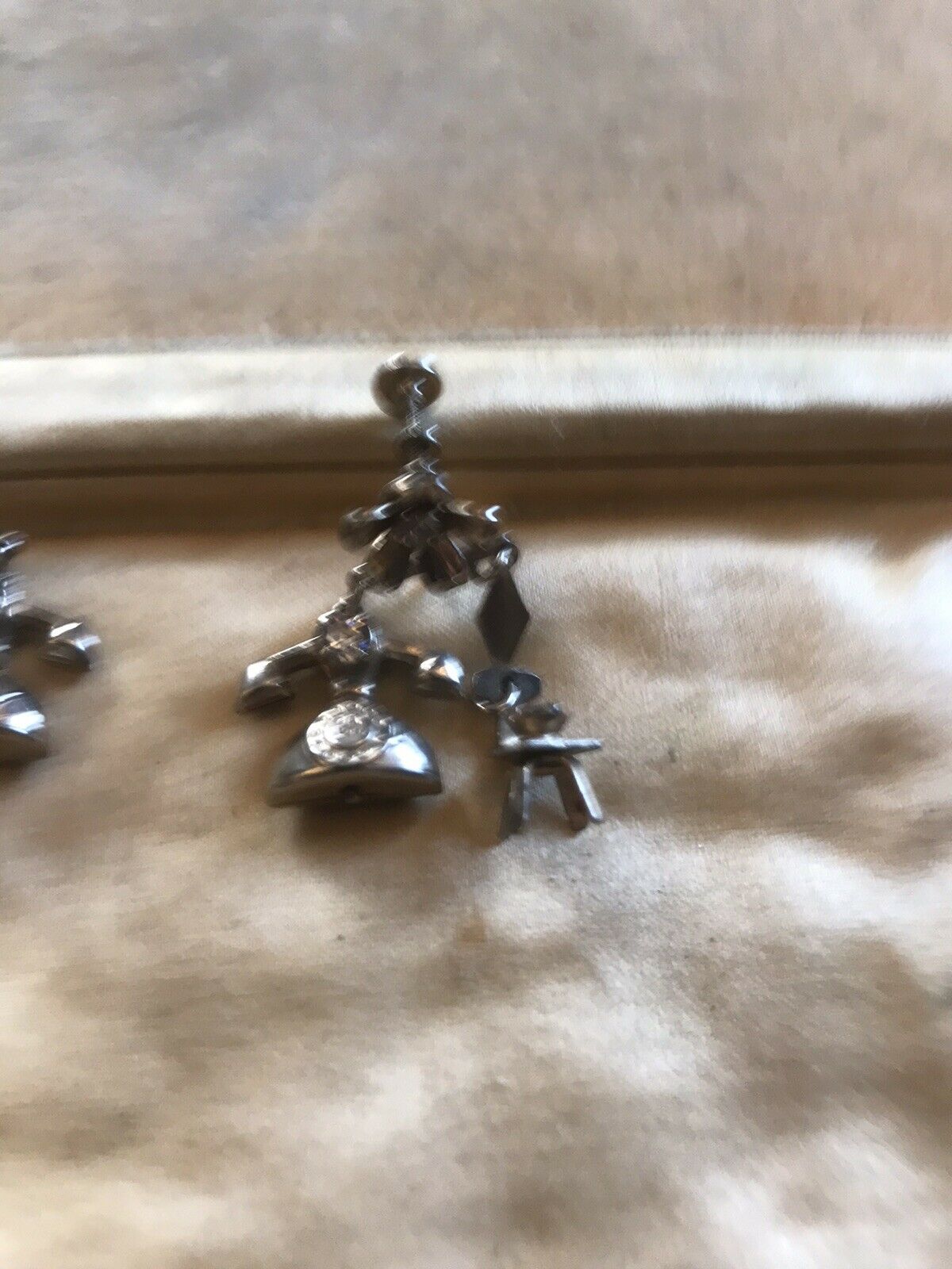 Vintage Unusual Telephone And Chair Screwback Earrings