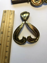 Vintage Statement Dual Gold Tone Heart Drop Earrings