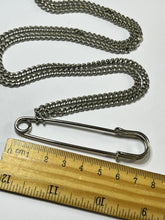 Vintage Silver Tone Statement Safety Pin Necklace