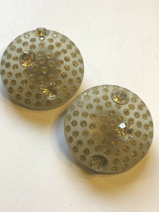 Vintage Runway Acrylic Diamanté Round Large Clip On Earrings