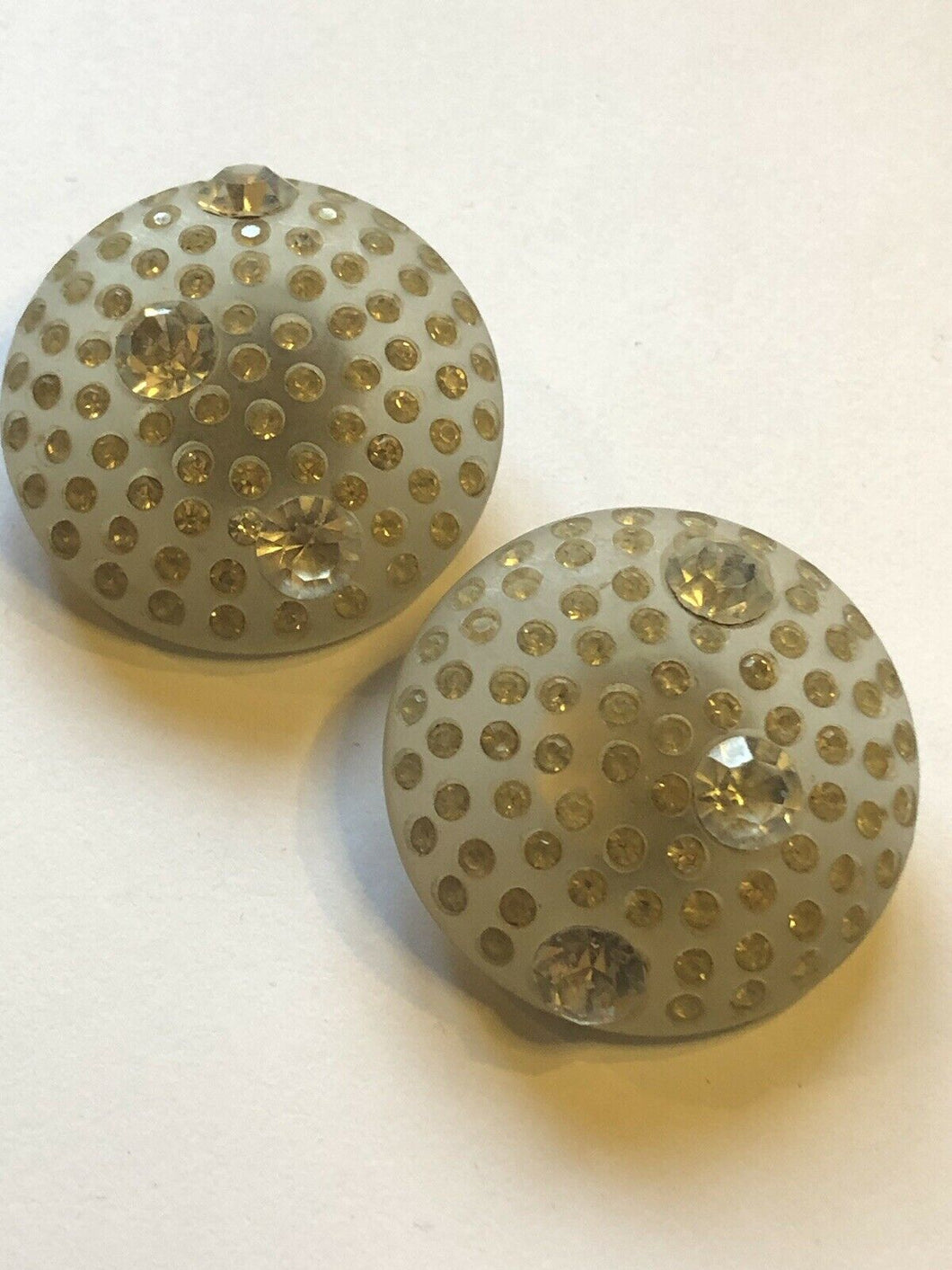 Vintage Runway Acrylic Diamanté Round Large Clip On Earrings