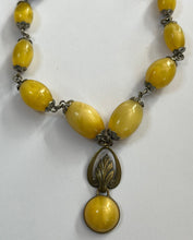 Vintage Old Satin Bead Metal Detail Drop Necklace