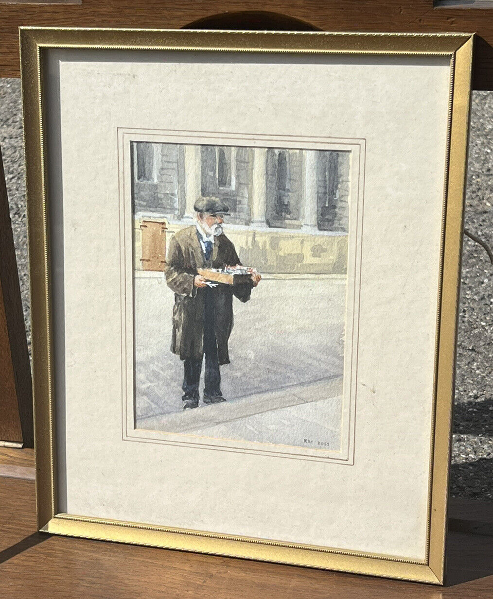 London Characters. Framed & Signed Watercolour By Ray Ross. “Street Seller”