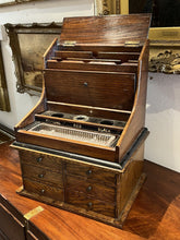Edwardian Oak Stationary Box with Fitted Interior & 6 Drawers.