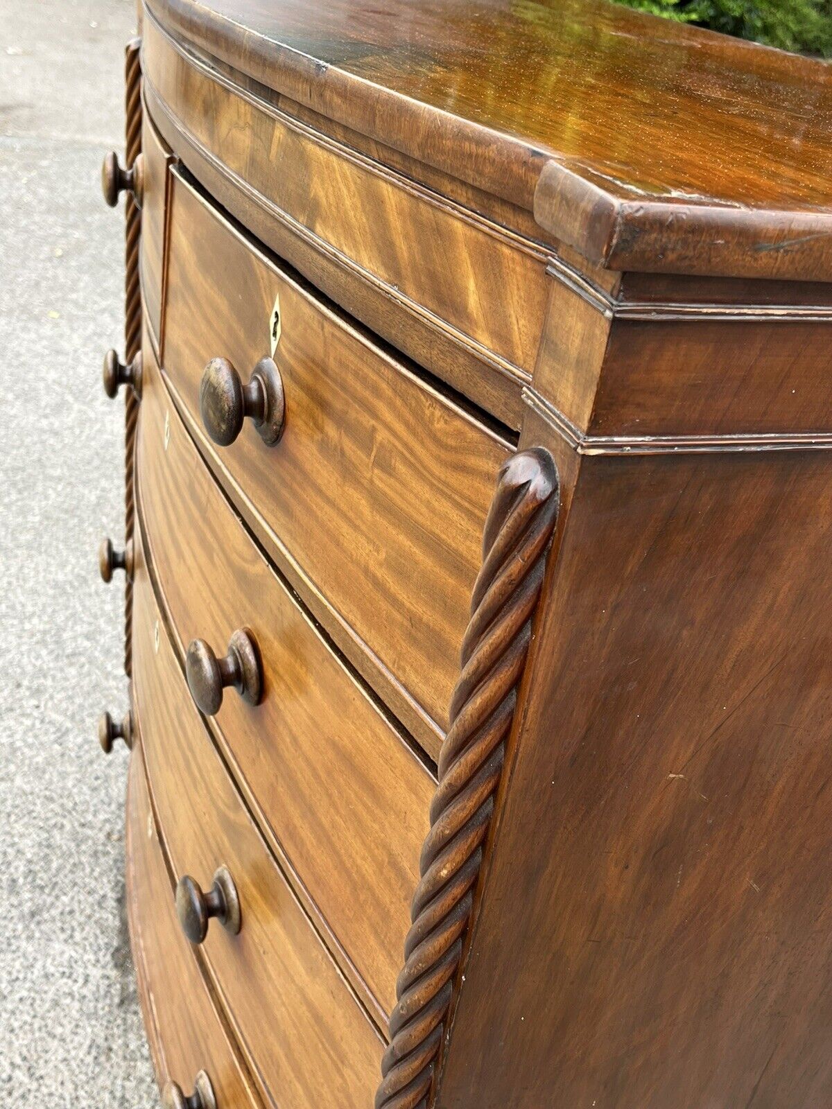 Georgian Mahogany Bow Front Chest Of Drawers.