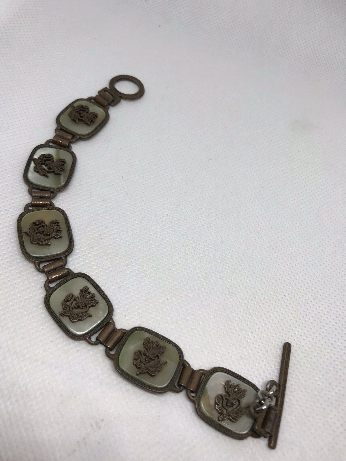Vintage Metal And Mother Of Pearl Bracelet