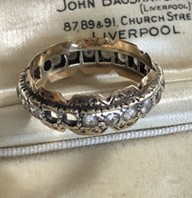 Vintage 9ct Gold Paste Eternity Ring 3 Stones Missing A/F