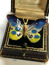 Vintage Gold Tone Enamel Butterfly Brooch