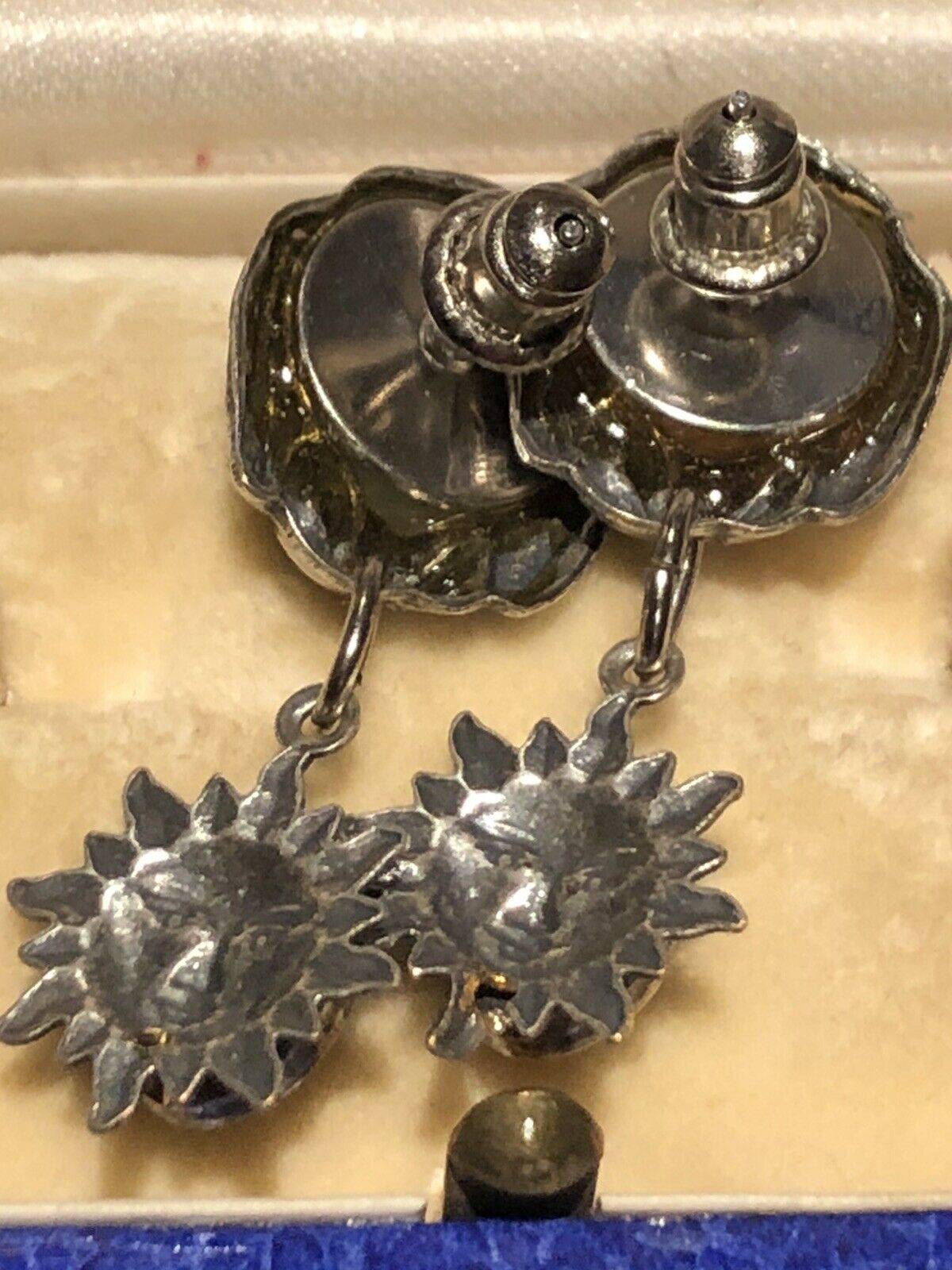 Vintage Silver Tone Elephant Drop Earrings