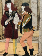 Framed Embroidery Of A Tudor Couple In Dress And Jewellery