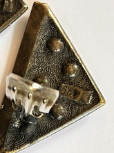 Vintage Triangle Diamanté Clip On Earrings Signed