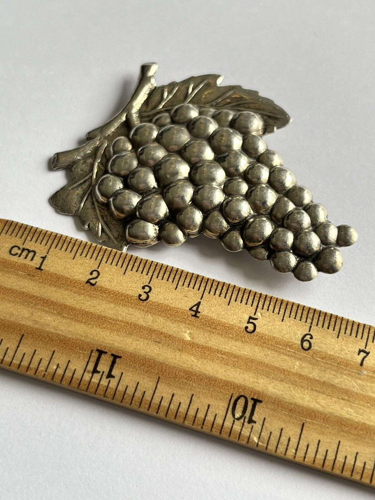 Vintage Silver Tone Grapes Brooch Statement Piece