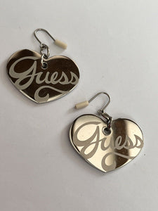 Vintage Guess Signed Heart Drop Earrings