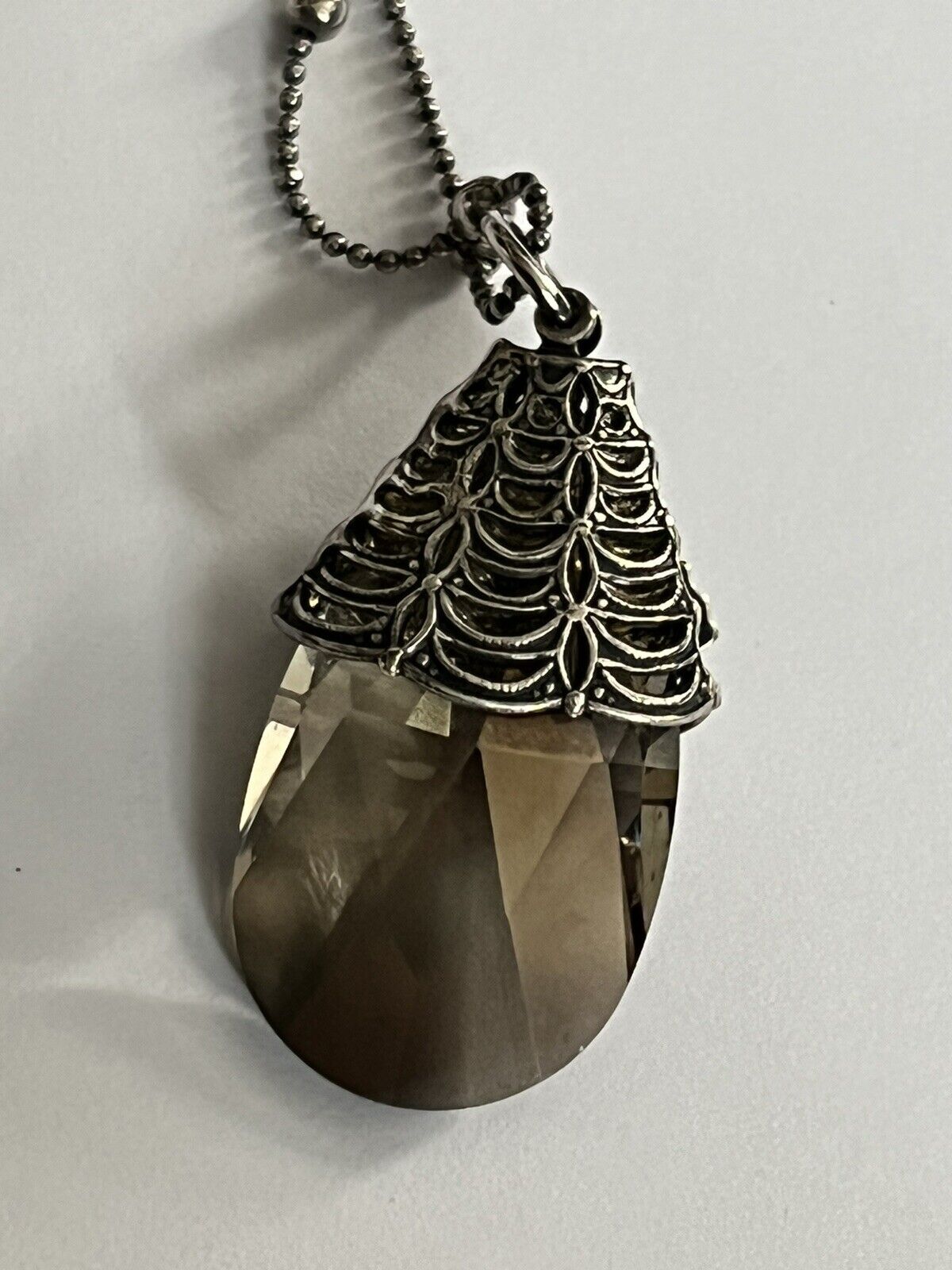 Vintage Designer Amaro Crystal Butterfly Balls On Chain Pendant Necklace