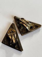 Vintage Triangle Diamanté Clip On Earrings Signed