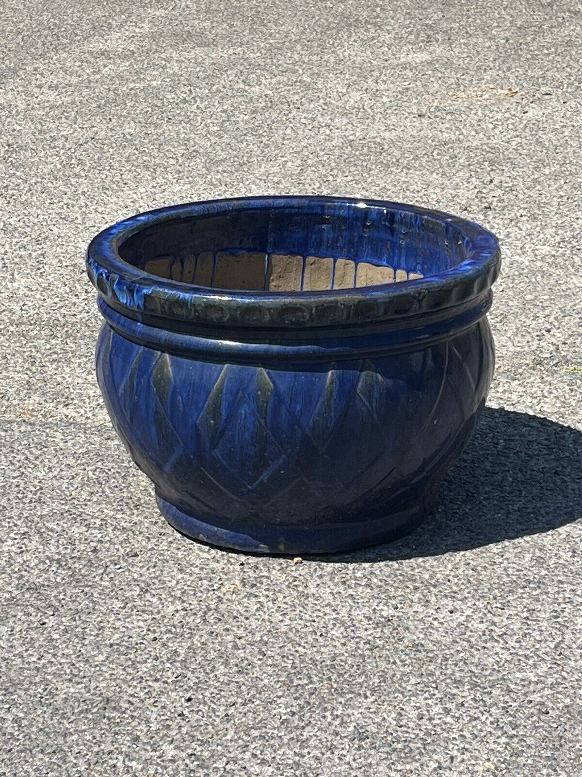 Large Blue Ceramic Plant Pot. Very Good Quality.