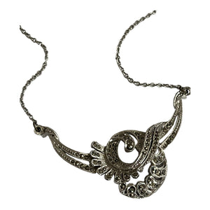 Vintage Marcasite Silver Tone Necklace