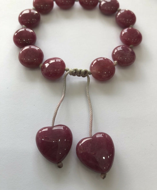 Southwestern Natural Stone Pink Heart Adjustable Bracelet