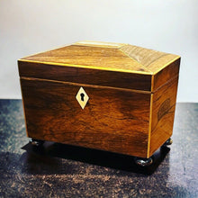 Georgian Rosewood Sarcophagus shape Tea Caddy. We ship WORLDWIDE.