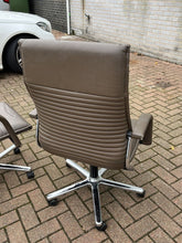Brown Leather & Chrome Swivel Desk Chairs. Set Of 2