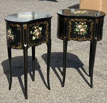 A Pair Of Bedside Cabinets. Lamp Tables. Side Tables. Decorated With Flowers