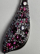 Vintage Signed 1980s Rhodium Plated Purple Crystal Pendant Necklace