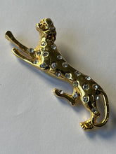 Vintage Gold Tone Diamanté Panther Leopard Brooch