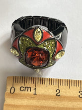 Vintage Designer Guess Orange Stone Gunmetal Ring