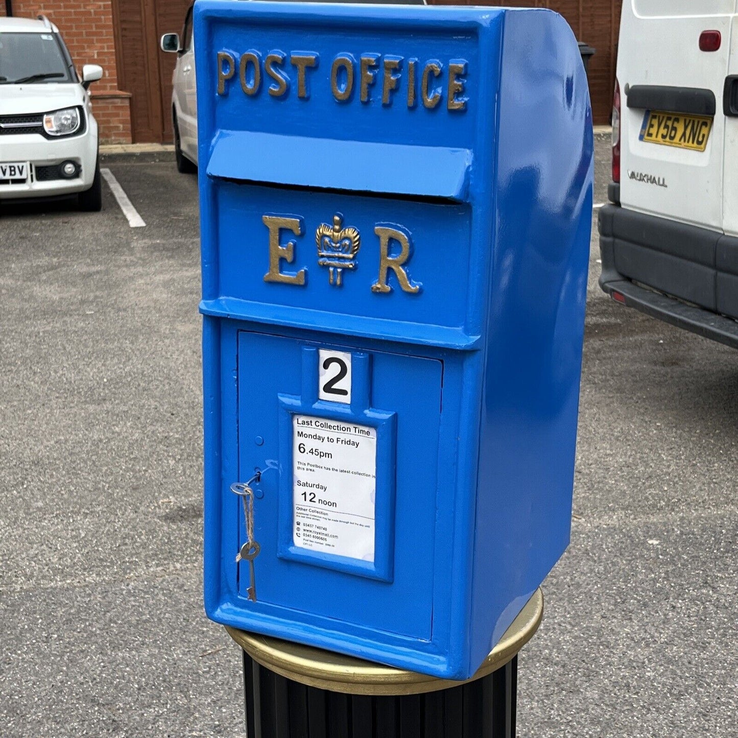 Blue Post Box. With 2 Keys. We Ship Worldwide.