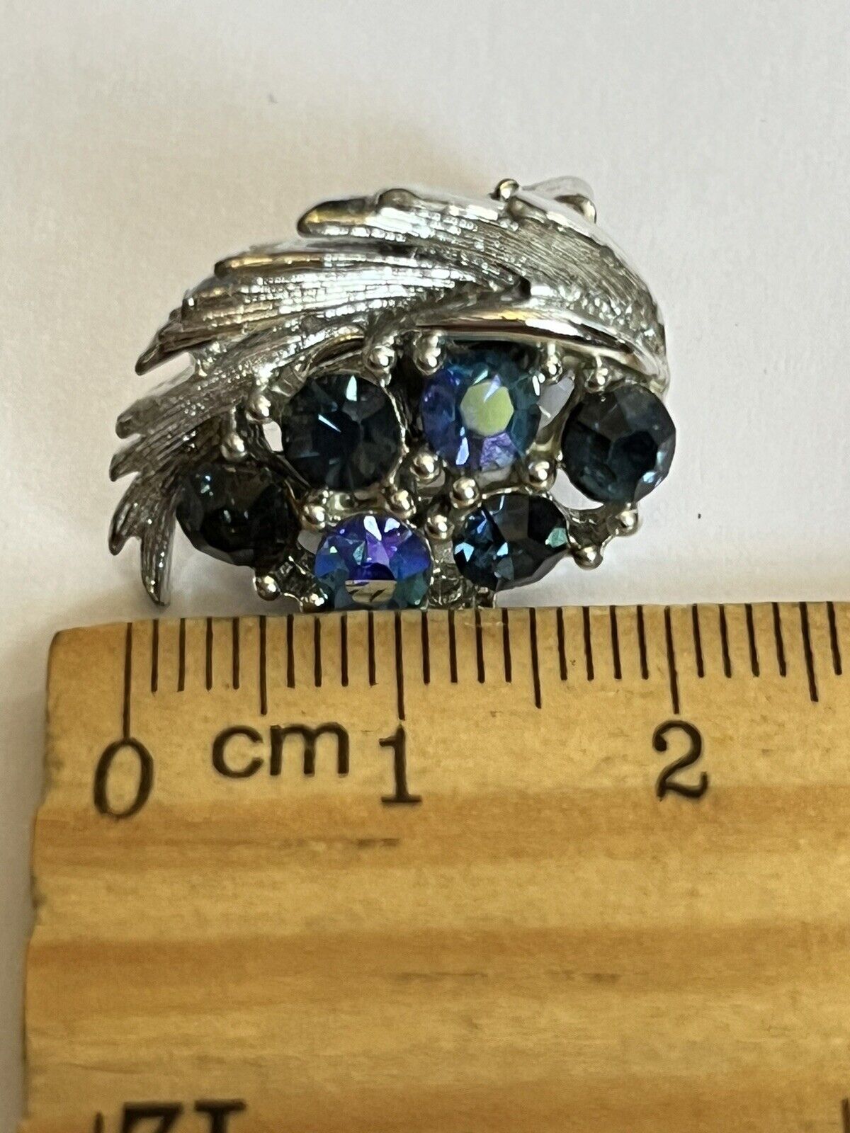 Vintage Lisner Signed Blue Diamanté Clip on Earrings