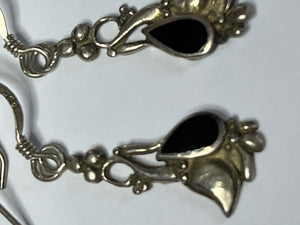 Vintage Silver 925 Onyx Drop Earrings