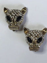 Vintage Jaguar Leopard Diamanté Clip On Earrings