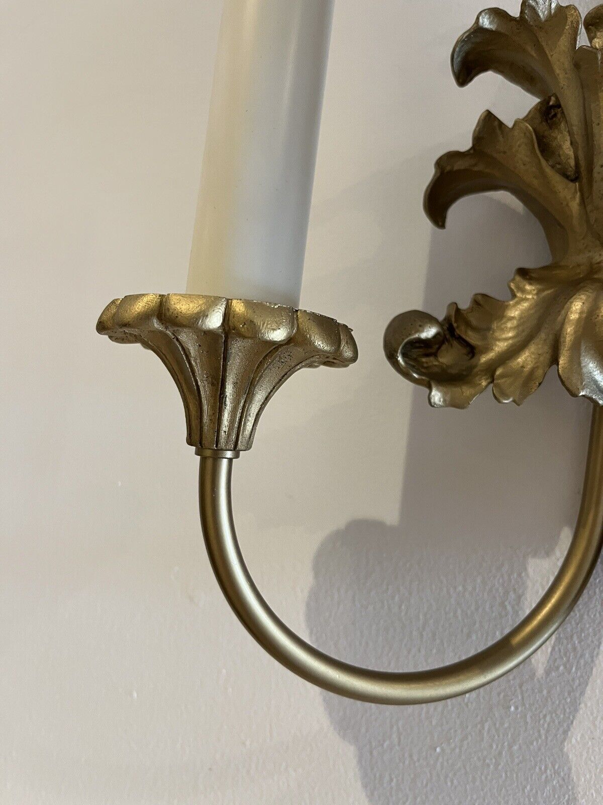 Pair Of Wall Light Sconces, Antique Gold Finish