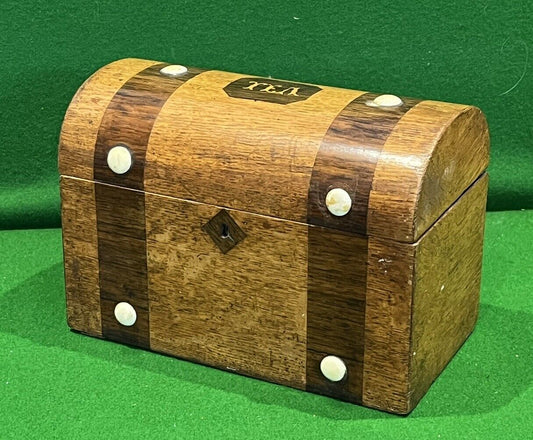 Georgian Inlaid Oak Dome Top Tea Caddy