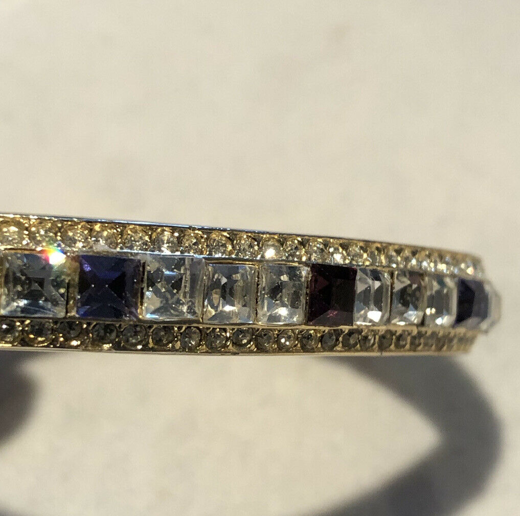 Kenneth J Lane Gold Tone Diamanté Hinged Bracelet