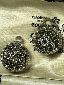 Vintage Silver Tone Marcasite Clip on Earrings