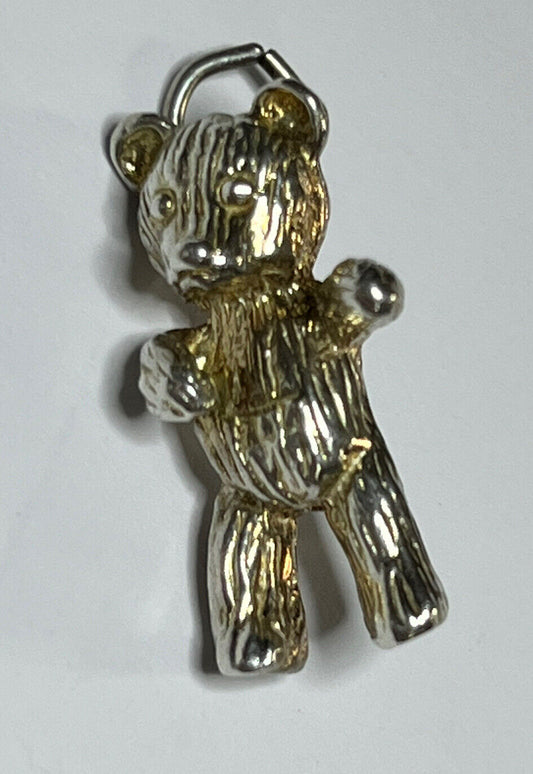 Vintage Silver 925 Detailed Teddy Bear Pendant Charm 6.32g