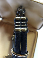 Vintage Sunburst Diamanté Gold Tone Leather Bracelet Clip On Earring Set