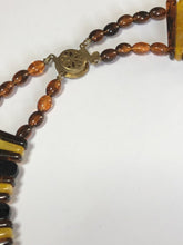 Vintage Lucite Butterscotch Brown Black Collar Statement Necklace